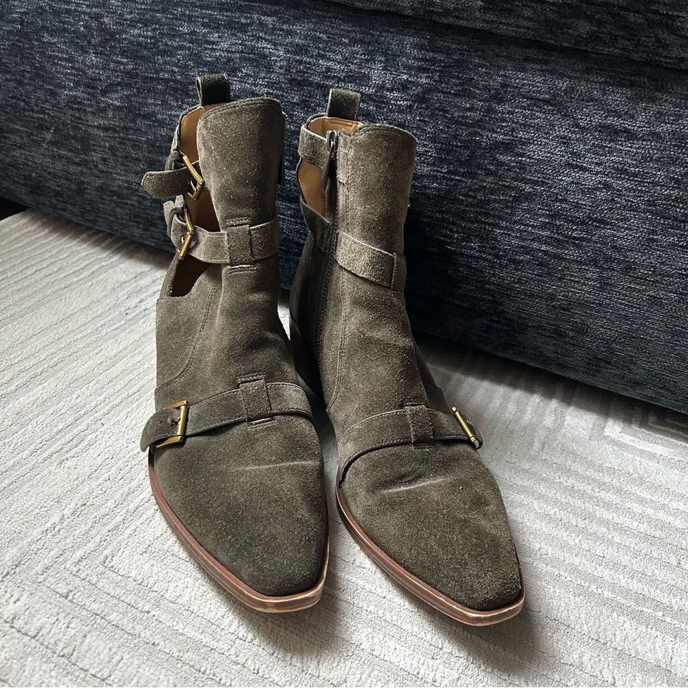 Michael Kors Dark Green Ankle Booties with Buckles - Picture 2 of 8